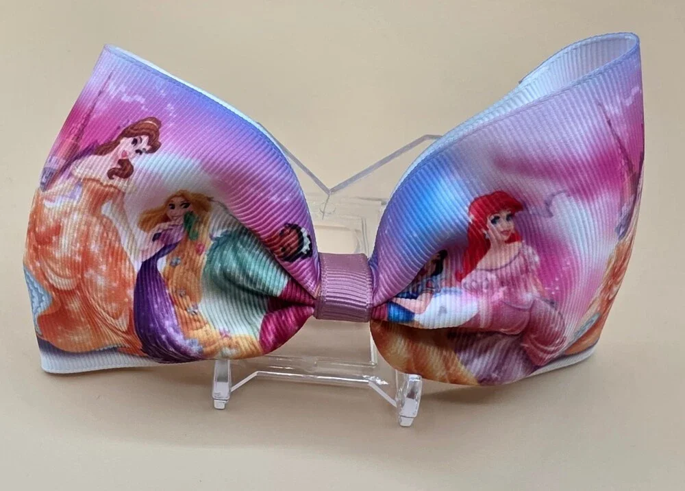 Disney Princess Hair Bow Pink Purple Girls Hair Clip Accessory